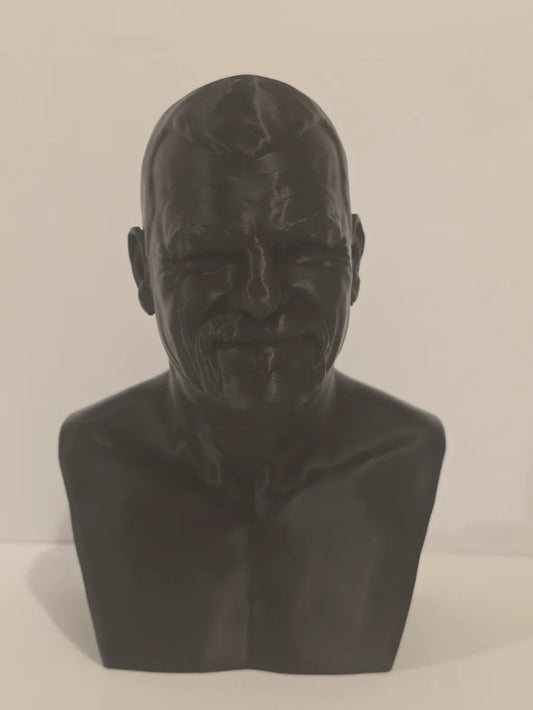 Custom 3D printed memorial portrait bust UK front view
